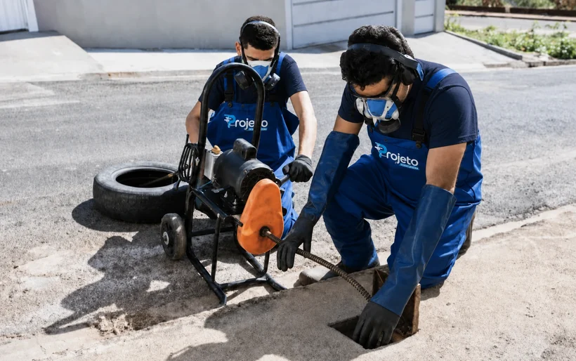 Desentupimento de esgoto com equipamento profissional Projeto Desentupidora
